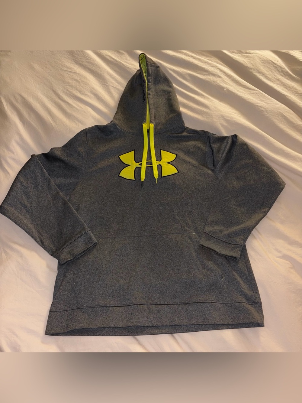 Under Armour Men's Gray and Neon Yellow Tech Hoodie size XL
